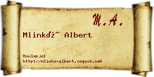Mlinkó Albert névjegykártya
